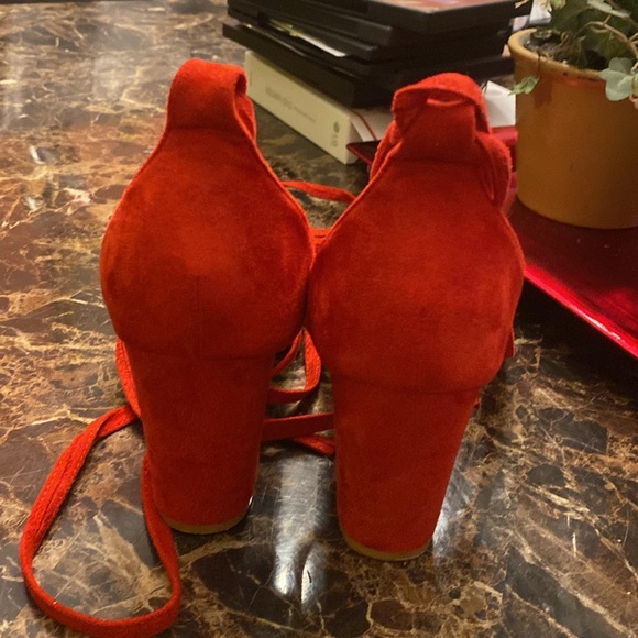 Red Tie Up Heels - Picture 3 of 8